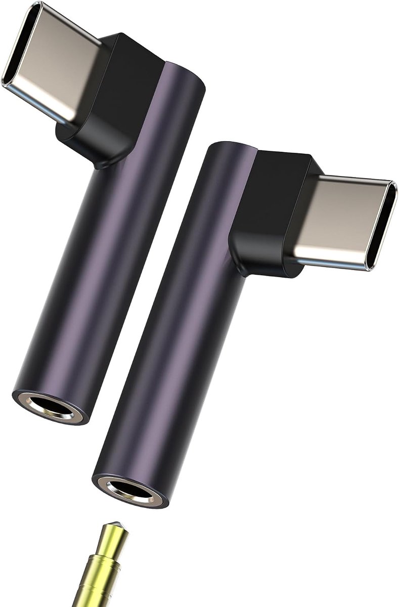 SnelShoppen - USB C naar 3.5mm Jack Adapter (2 Stuks) voor iPhone 16 15 Pro Max, AUX Koptelefoon, DAC Audio Kabel Geschikt voor Samsung S24 S23 Bedrad