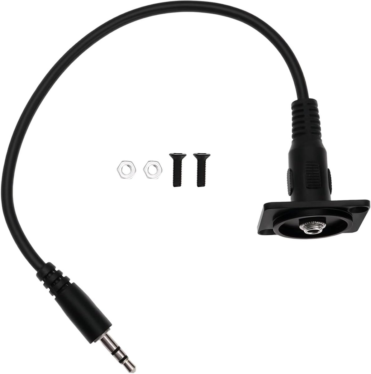 SnelShoppen - 3.5mm TRS Paneel Mount Audio Adapter Male naar Female met 200mm Verlengkabel, Inclusief Schroeven en Moeren voor Smartphone, Laptop, Tab