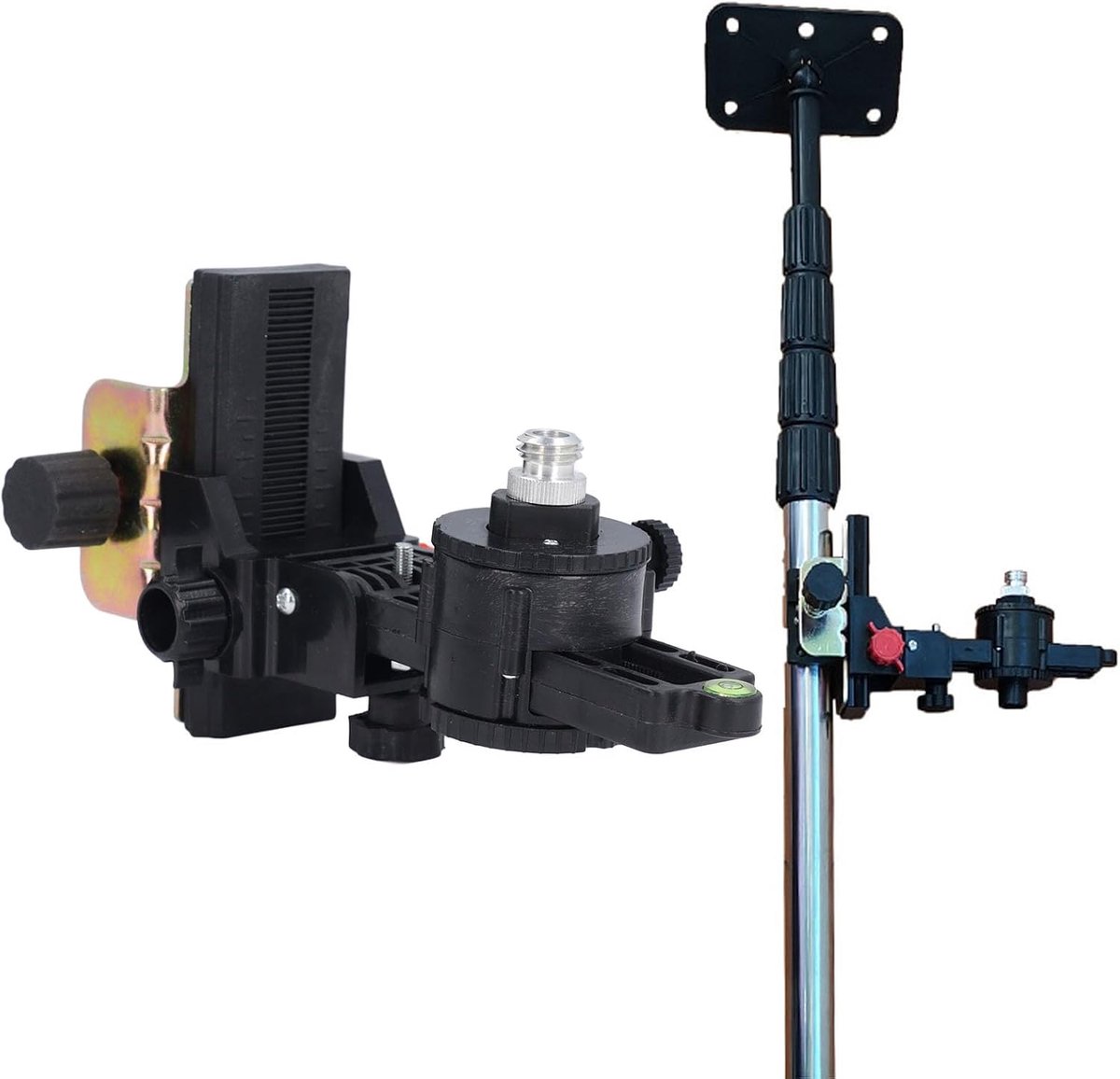 SnelShoppen - Fine Tuning Bracket Level Adapter 360° Verstelbare L-vormige Swivel Basis met Verstelbare Clip voor Telescopische Stang [15mm Adapter +