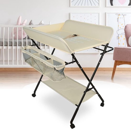 Baby Verschoontafel - Commode en badje - Babyverzorging Thuis - Inklapbaar en Draagbaar - 0-12 Maanden - Donkergrijs — afbeelding 5