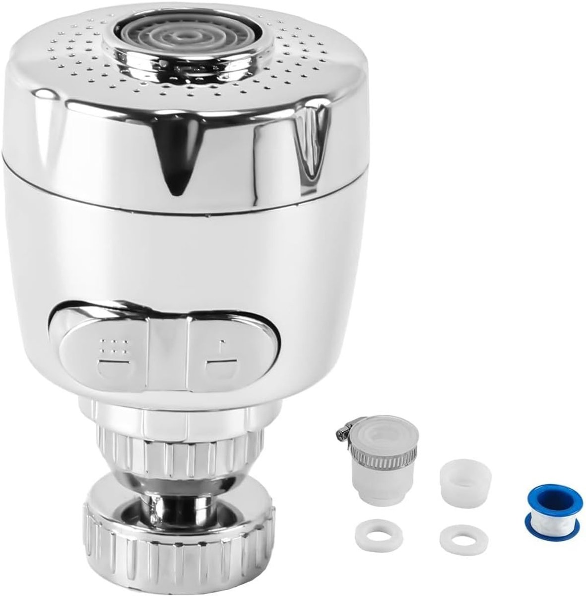 SnelShoppen - 360° Roterende Kraan Aerator met 2 Stralen - Waterbesparende Filterdouche voor Keuken en Badkamer, Geschikt voor M22/M24 Draadkranen