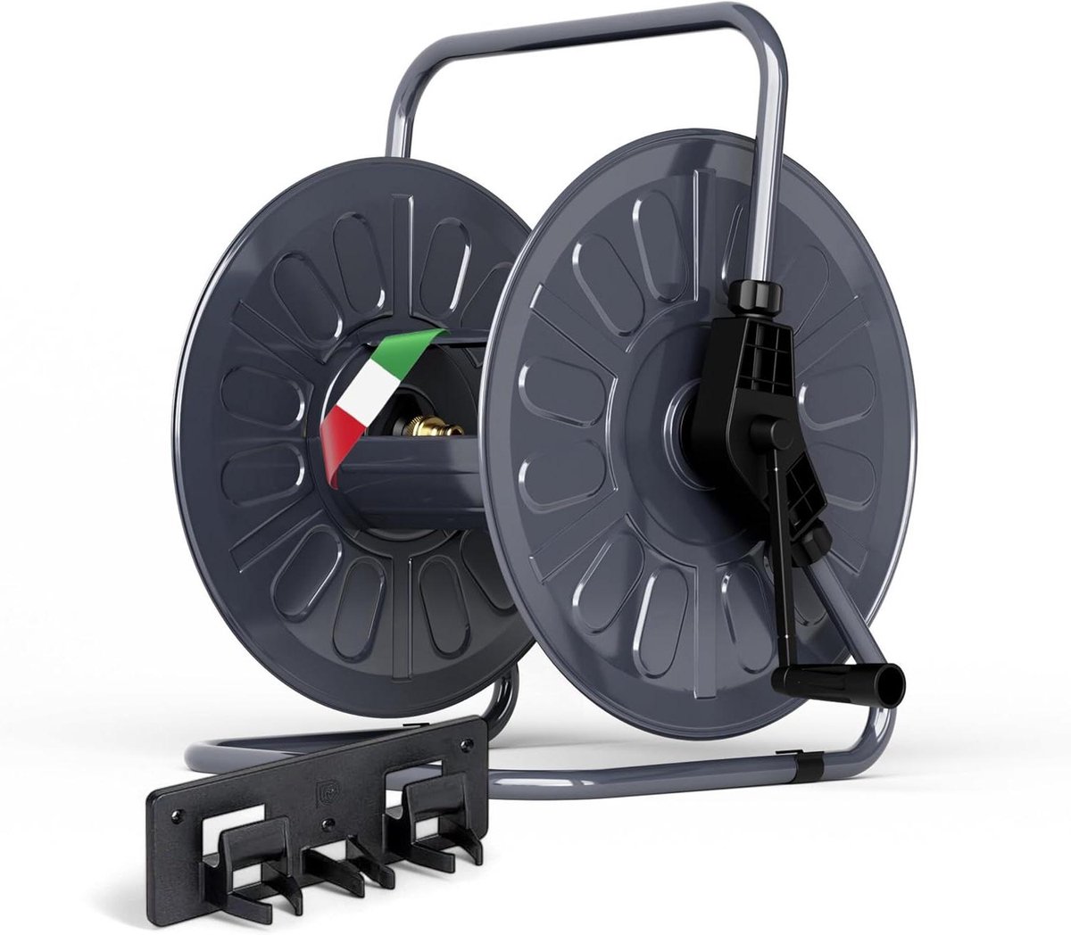 Slanghaspel Metaal - Slanghouder Wand - Tuin Besproeien - Gepoedercoat Robuust - Tot 50 Meter - Antraciet