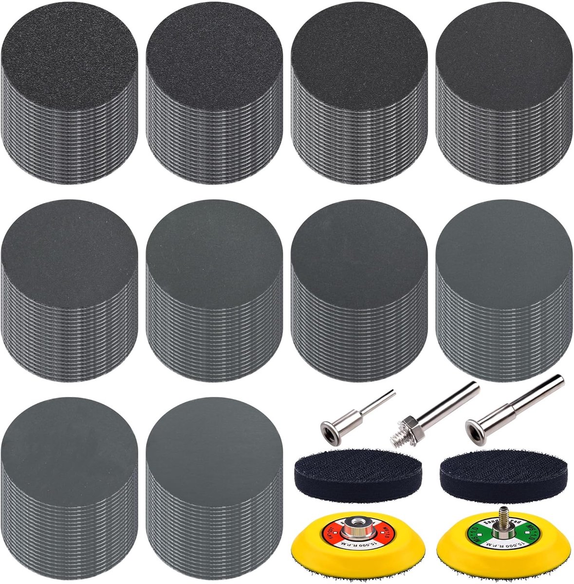 Schuurdiscs 75 mm - 200 stuks - Grit 180-5000 - Ideaal voor autobewerking en houtbewerking - ShopVlot