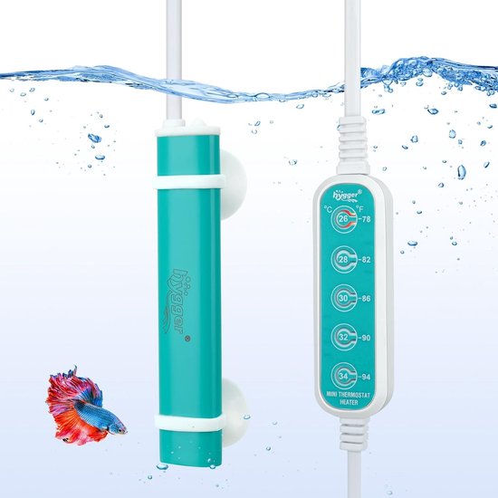 Klein 75 W Aquariumverwarming met Zuignappen, Verstelbare Verwarmingsstaaf voor Vissen, Oververhittingsbescherming en Efficiënte Warmteverspreiding