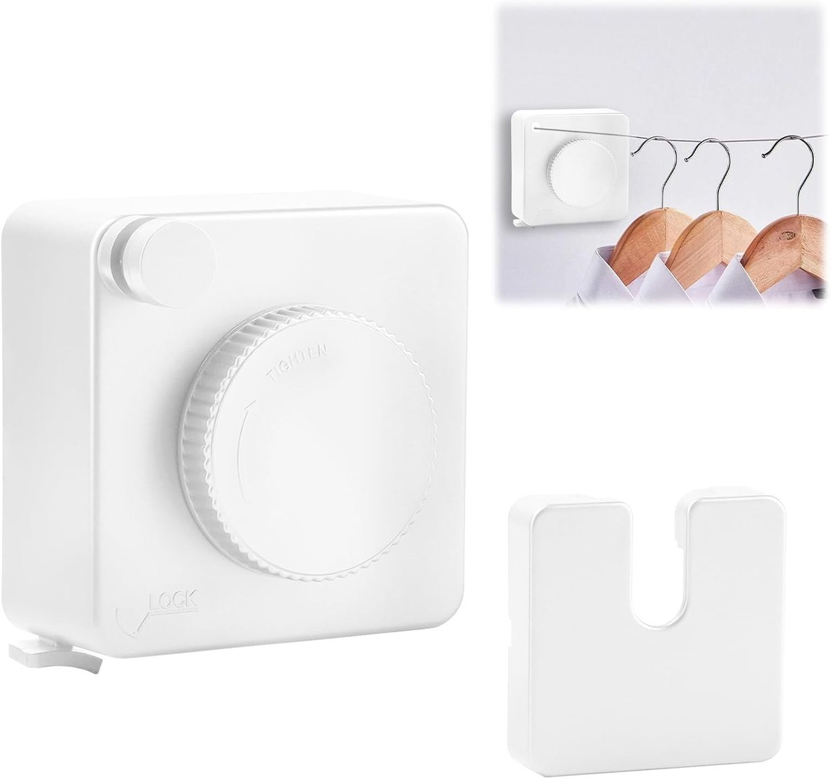 SnelShoppen - Retractable Uittrekbare Kledinglijn met 4.8m Stalen Kabel voor Badkamer, Keuken, Tuin, Balkon - Wit - Duurzaam en Sterk
