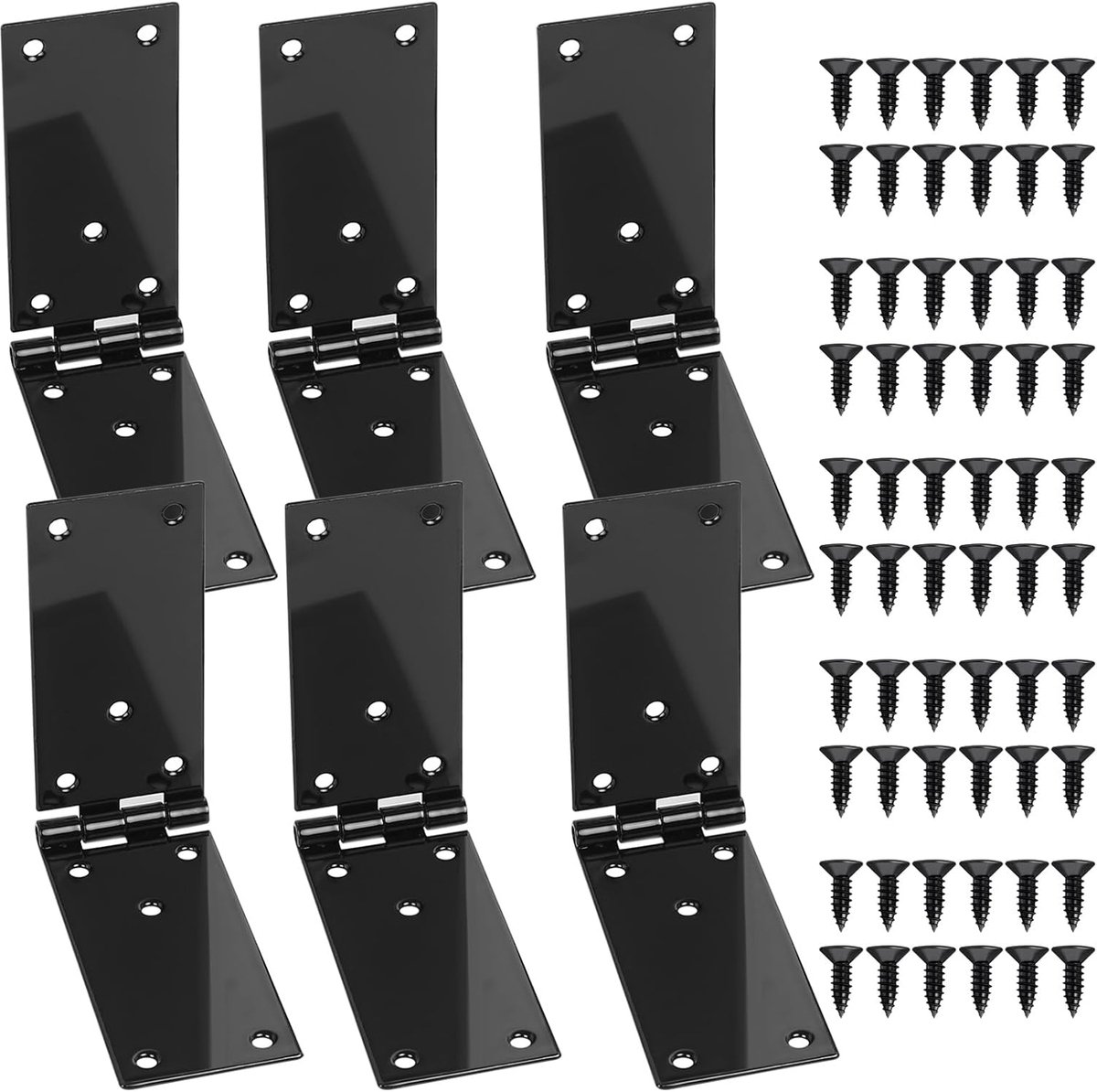 SnelShoppen - Pack van 6 Scharnieren voor Houten Deuren - Vouwscharnieren voor Kisten, Kasten en Meubels (200 x 45mm) - Roestvrij Staal, Duurzaam en C