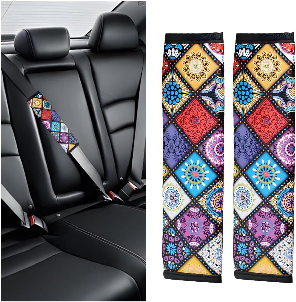SnelShoppen - 2 Stuks Comfortabele Autogordel Pads, Zachte Gordelhoes, Autogordel Bescherming, Interieur Accessoires, PVC Leer, Paars