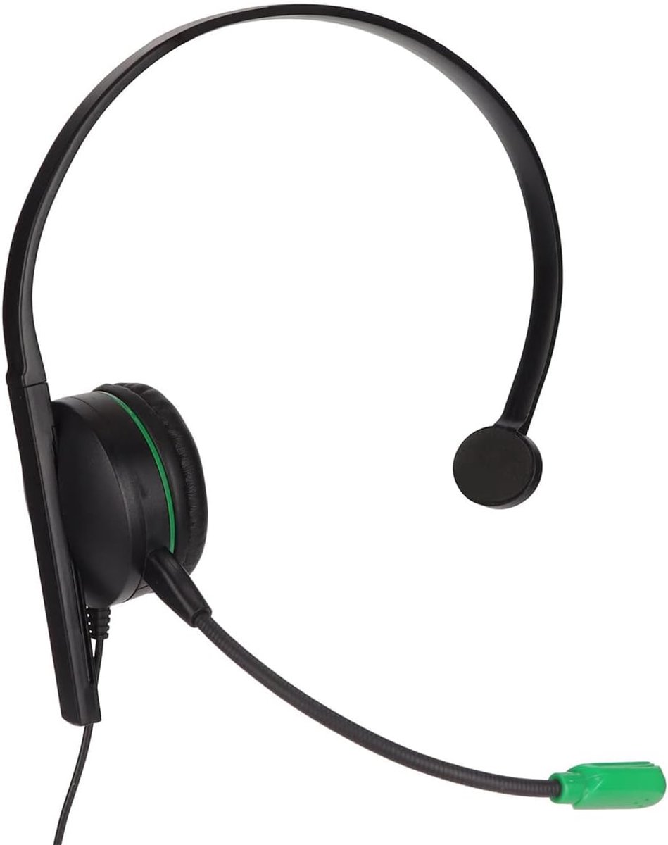 SnelShoppen - Bedrade één-oord gaming headset met microfoon 3.5mm adapter, helder geluid, ruisonderdrukkende microfoon, verstelbare microfoonarm, comf