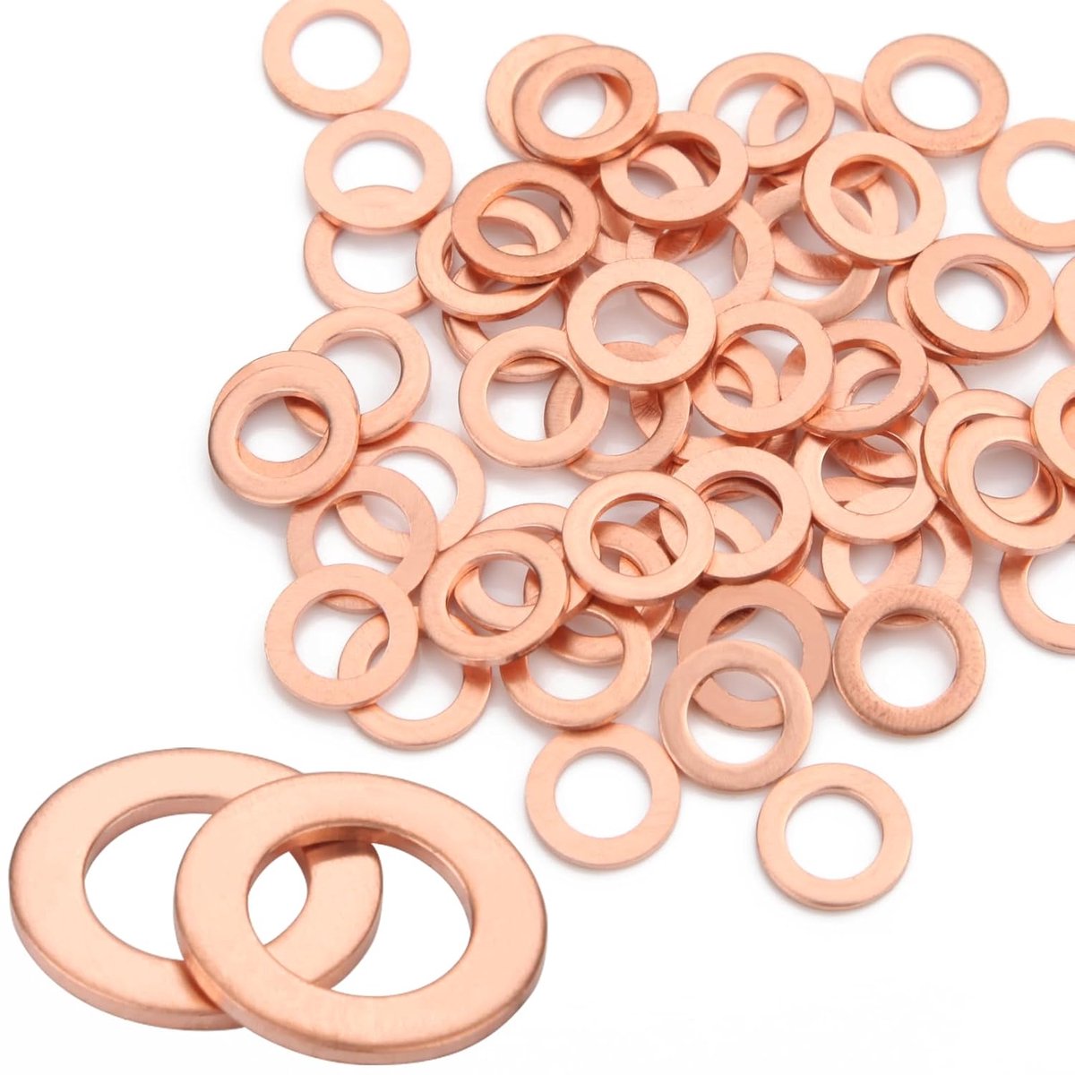 SnelShoppen - 50 Stuks Koper Sealing Washers M10 x 14 x 1 - Koper Afdichtringen Set Voor Oliedrain, Auto's, Schepen, Generatoren, Machines