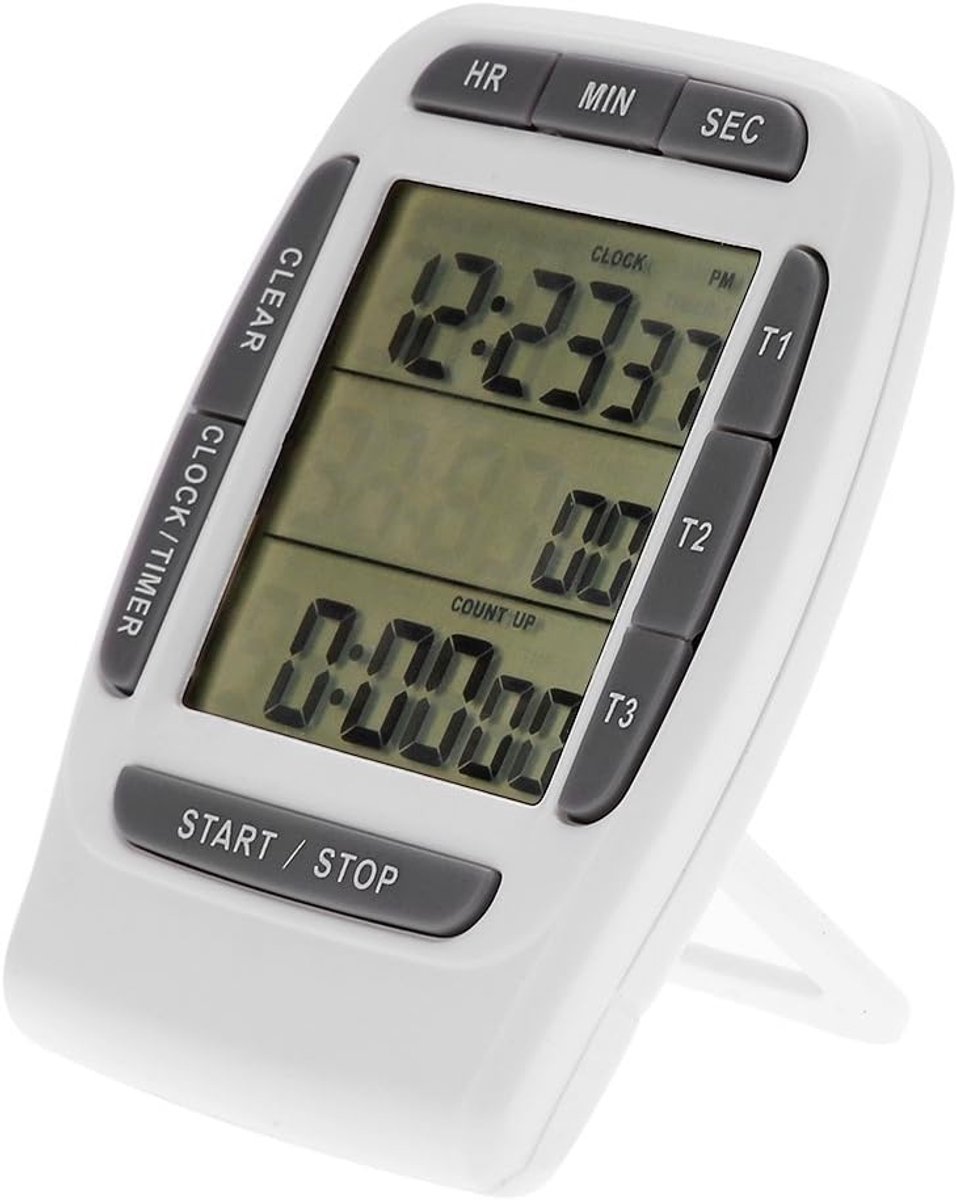SnelShoppen - Digitale Keukentimer met 3 Kanalen, LCD Scherm, Magnetische Achterkant, Ideaal voor Koken, Sport en Medicijnen