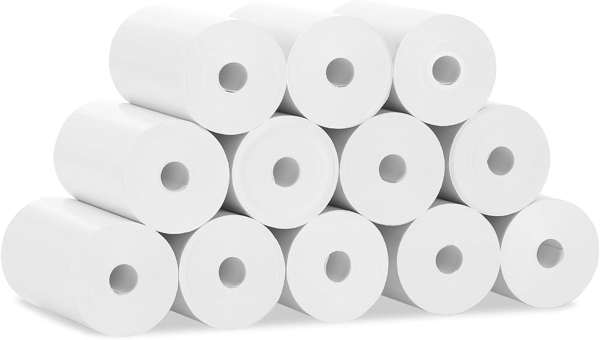 SnelShoppen - 12 Rollen Thermisch Papier voor Kindercamera's, 57 mm x 25 mm x 7 m, Instant Afdrukken, Geschikt voor Mini Thermische Printers, Makkelij