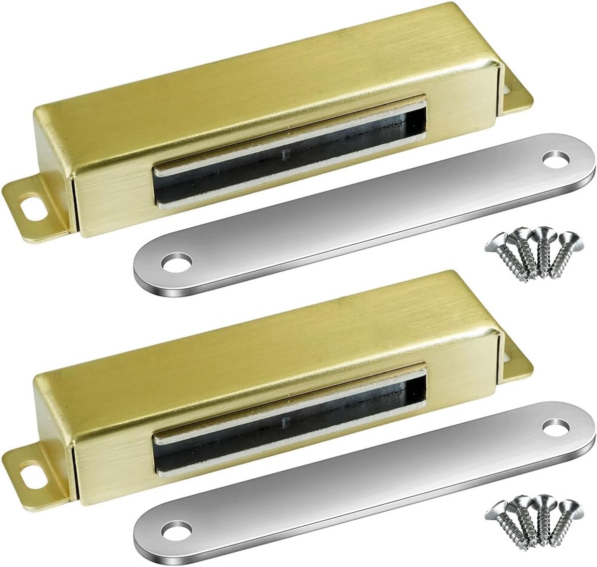 SnelShoppen - Magnetische Deursluiters voor Kasten, Sterke Magneten voor Deuren en Lades, RVS, 2 Stuks (Goud), Veilig voor Kinderen en Huisdieren