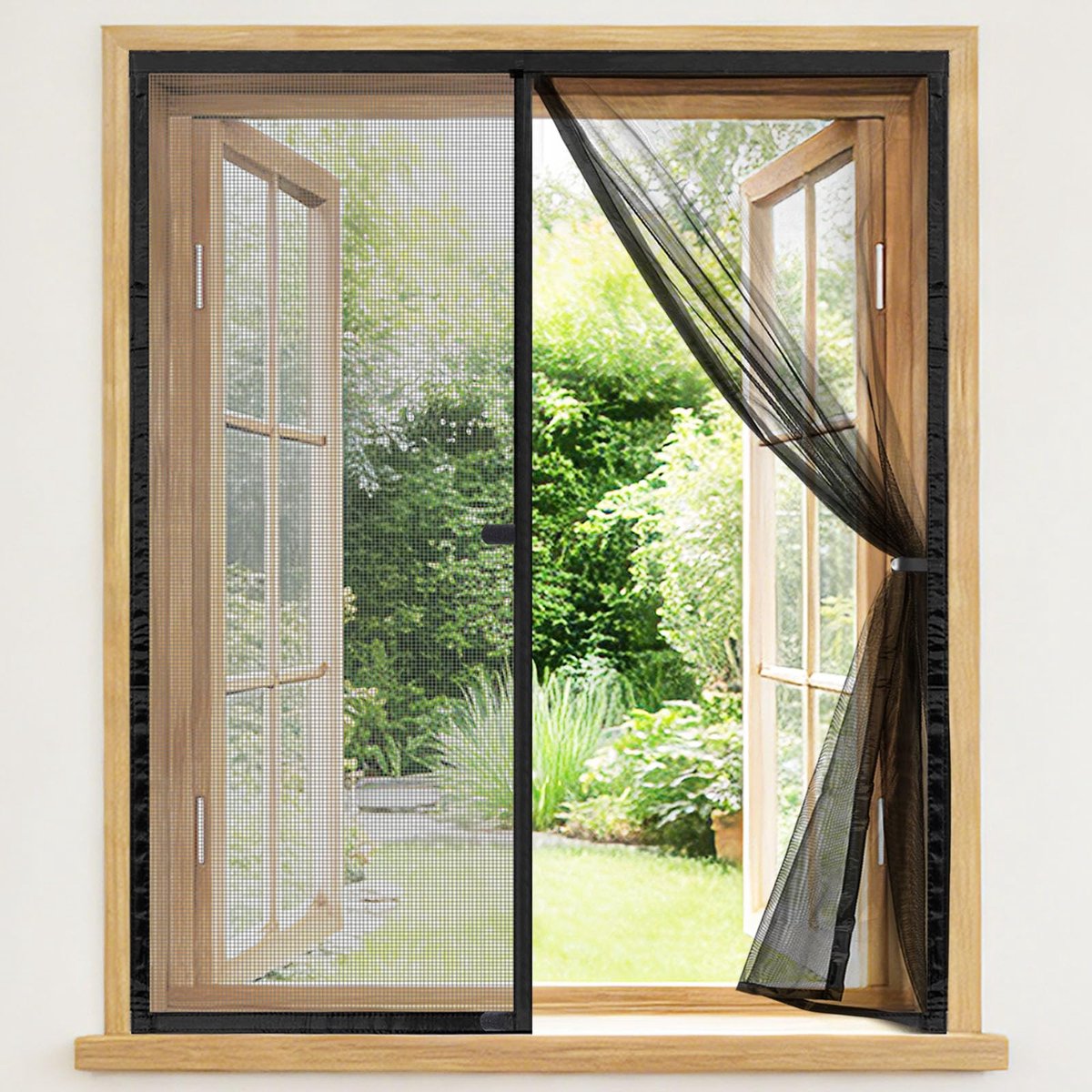 SnelShoppen - Magnetisch Vliegengaas voor Ramen 140 x 140 cm, Zwart Glasvezel Gaas, Ideaal voor Thuis, Tuin, Camping en Kinderen