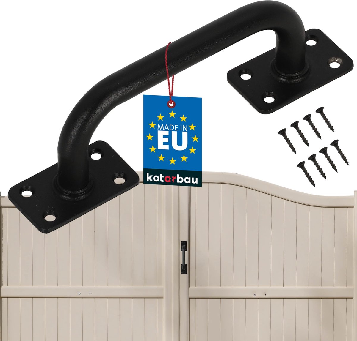 KOTARBAU® Poortgreep - Schuurdeurgreep - Tuindeurgreep 150 mm - Buitendeurgreep - Zwart - Gepoedercoat Staal