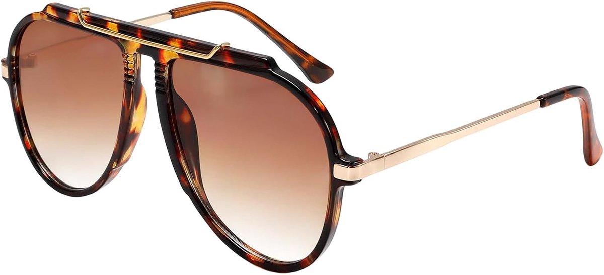 Retro Aviator Zonnebril voor Mannen en Vrouwen, Vintage 70s Stijl, Perfect voor Festivals en Zomerse Outfits