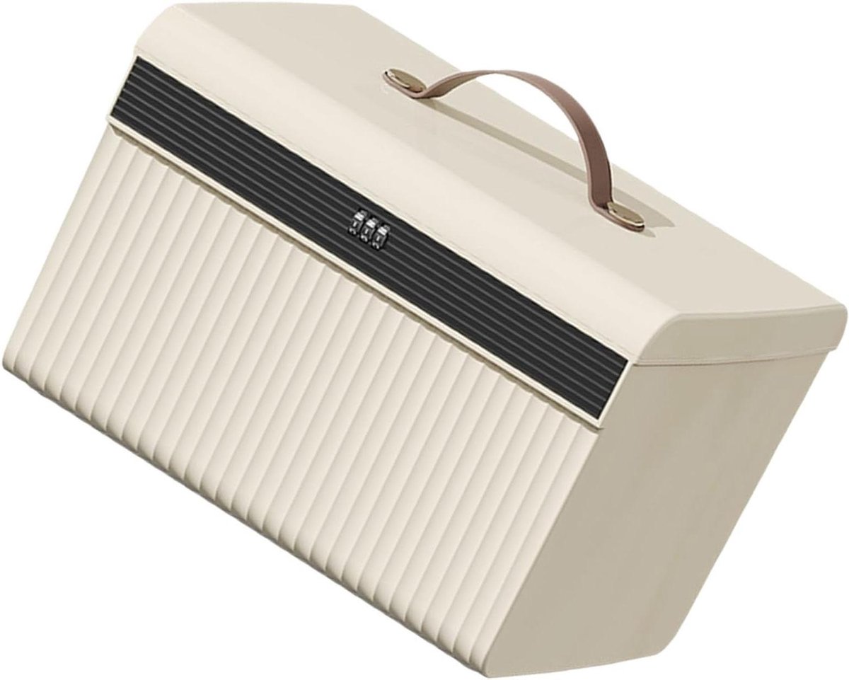Kleine Opbergdoos - Draagbare Lockbox - Waardevolle Spullen Beveiligen - Combinatieslot - 28x21x18 cm - Wit