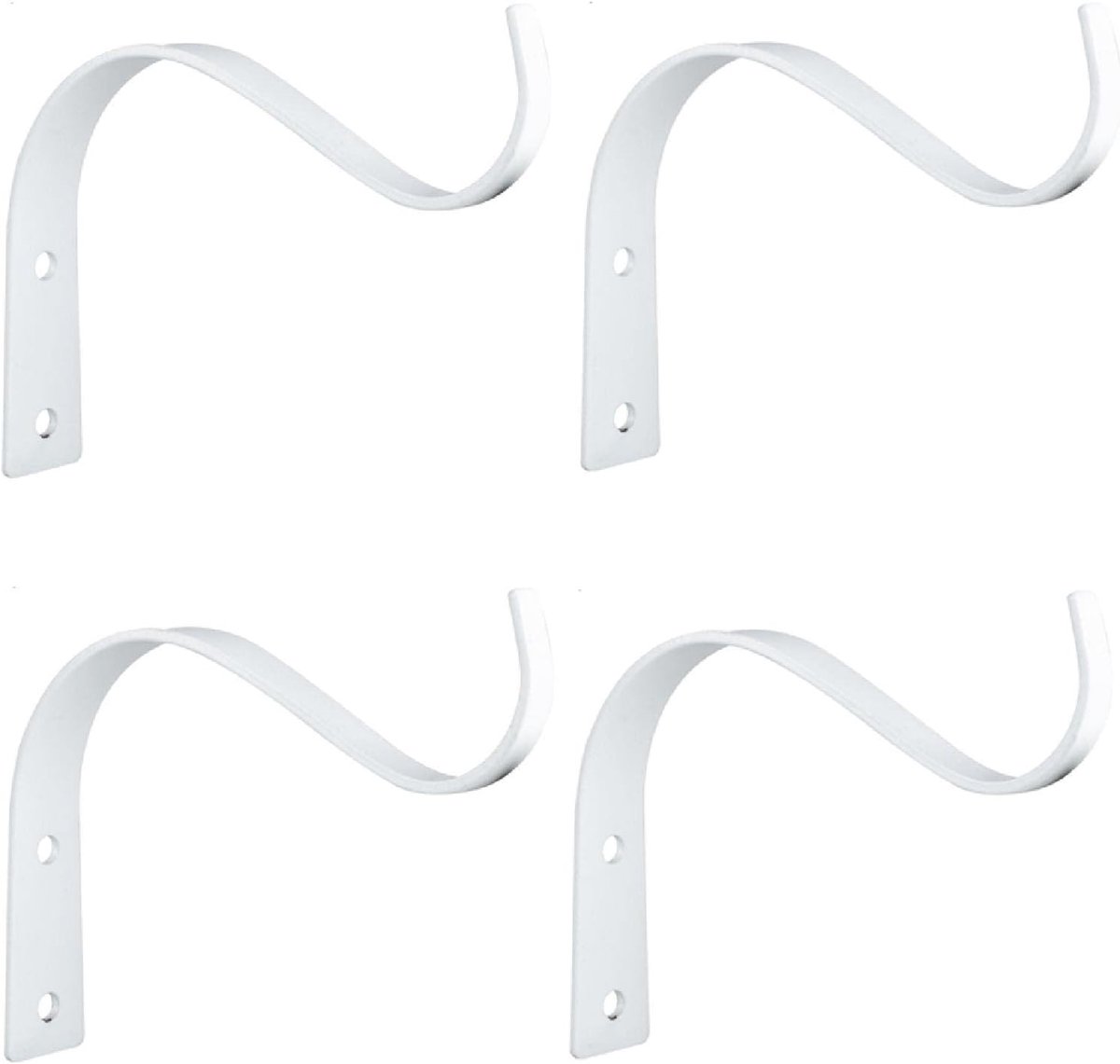 SnelShoppen - 4 stuks metalen wandhaken, ijzeren plantensteunen wandhaken, metalen smeedijzeren wandbeugels voor bloempotten, lantaarns, voederbakken,