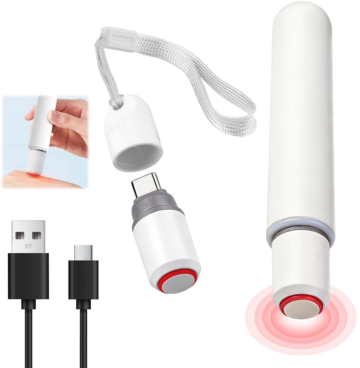 Anti-jeukapparaat – Pen voor Behandeling van Muggenbeten – Chemisch Vrije Pen met USB-C-opladen – Effectief tegen Jeuk en Zwelling van Insectenbeten – Geschikt voor Reizen en Buiten