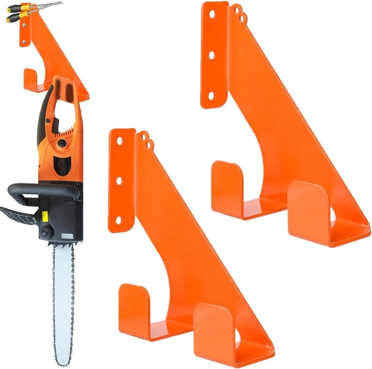 SnelShoppen - Wandhaak Garage, 2 Stuks Wandmontage Bosmaaier, Zware Kwaliteit Kettingzaag, IJzeren Kettingzaag, Wandmontage, Grastrimmer, Bosmaaier Ha