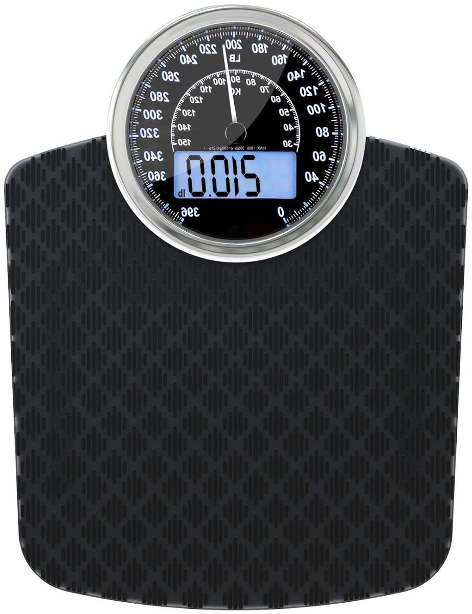 Hybride Personenweegschaal - Digitaal Analoog - Gewicht Meten - Dubbel Display - Tot 180 kg - Zwart