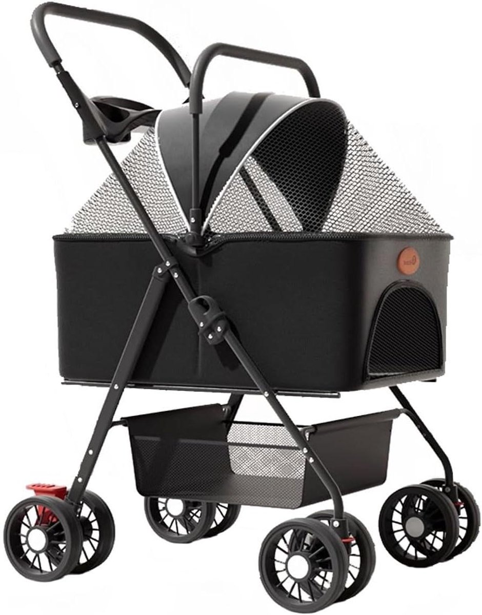 Huisdieren Kinderwagen - Hondenbuggy Jogger - Reizen met huisdier - 3-in-1 multifunctioneel - 33 x 53.5 cm mand - Zwart