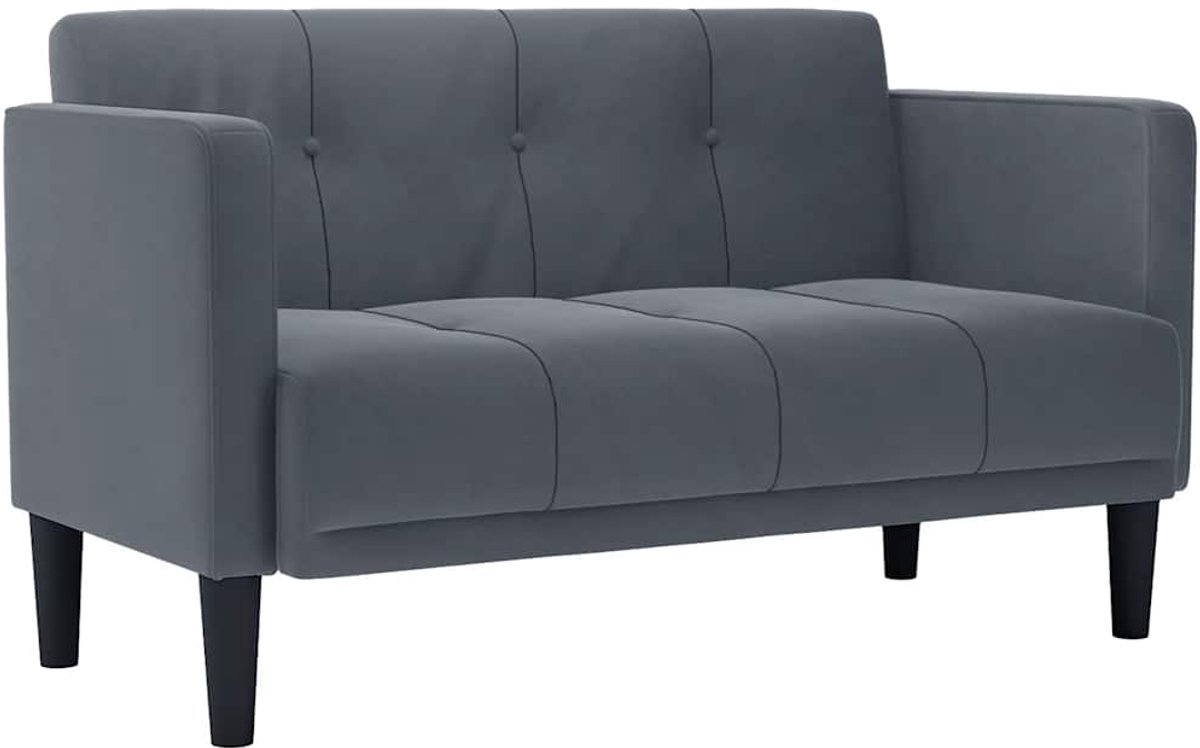 vidaXL Loveseat - bank - donkergrijs - 111 - cm - fluweel