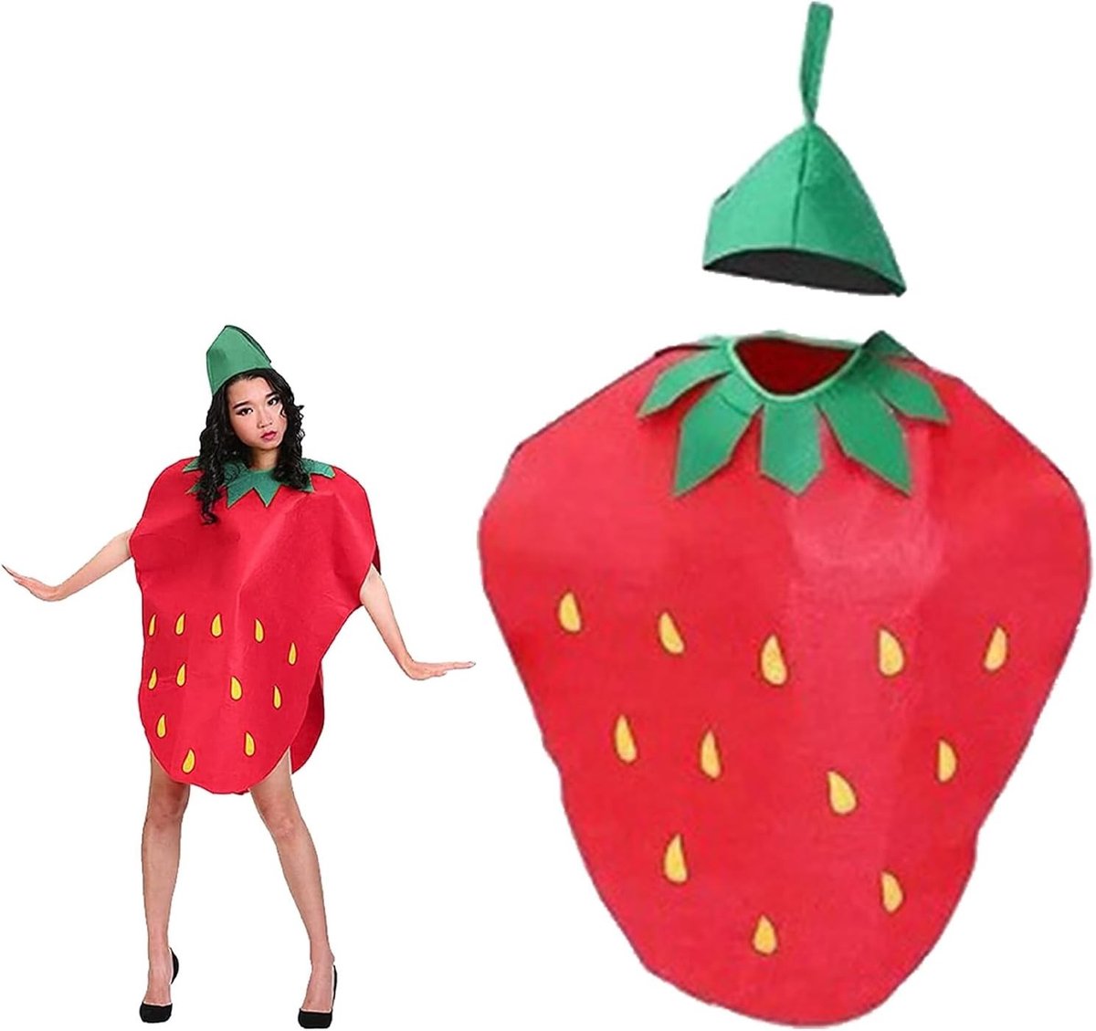 Volwassen Cosplay Kostuum Aardbei Fruit Outfit voor Groepen - Uniek en Grappig Kostuum voor Halloween, Feest en Verkleedpartijen