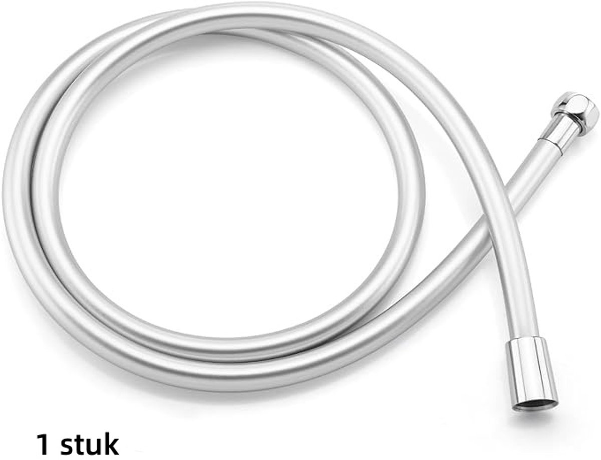 1 stuk - PVC-doucheslang - voor reiniging - doucheslang - voor doucheslag - bidet - bad - camper-doucheslang - flexibele verlengingsbuis met messing en moeren - lengte 150cm - zilver