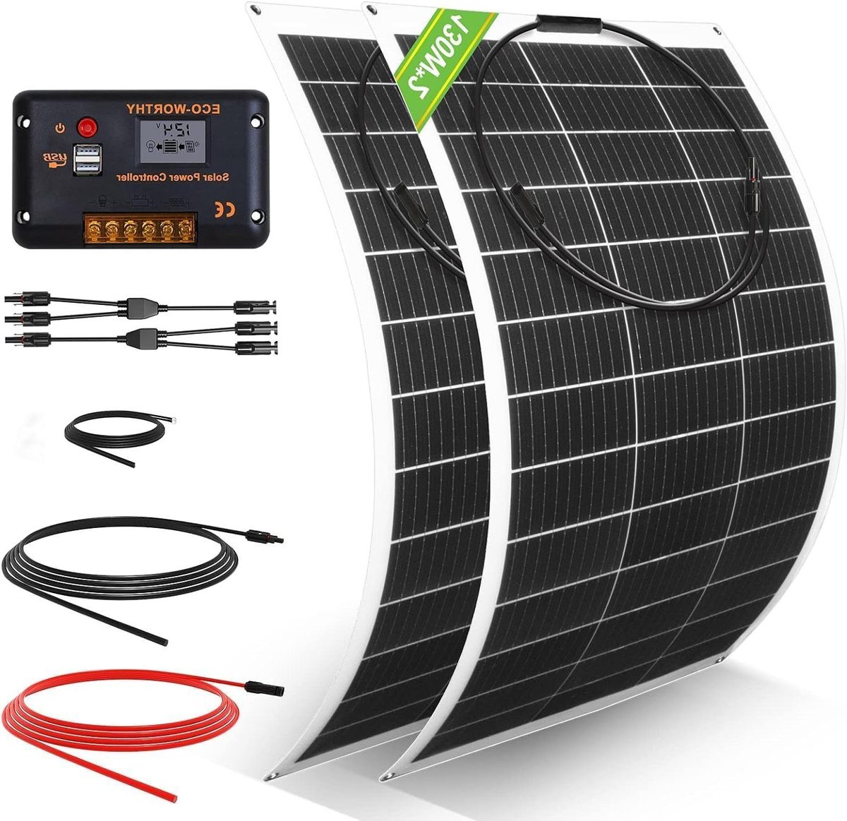 Flexibel Zonnepaneel Kit - Off-Grid Energie - Energie Opwekken - Inclusief Laadregelaar - 260 Watt - Zwart