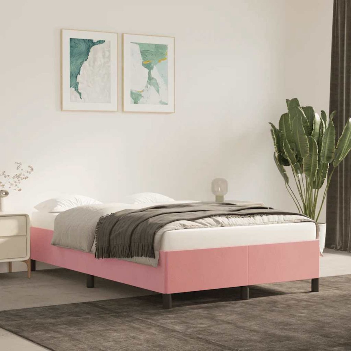 vidaXL - Bedframe - fluweel - roze - 120x200 - cm