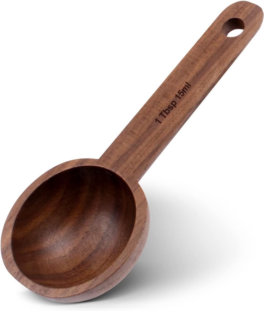 Houten koffielepel van walnoot voor het meten van koffiebonen en thee, 1 eetlepel, 15ml, 11.8 x 4.8 x 2 cm, ideaal voor thuisgebruik en keukenaccessoires