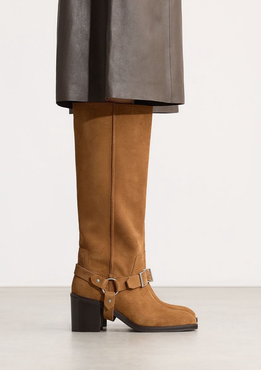 Sacha - Dames - Beige suède biker boots - Maat 39