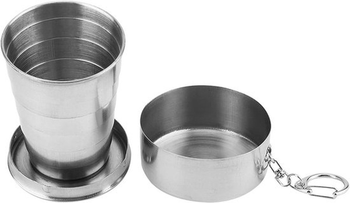 Vouwbare metalen telescopische beker voor outdoor, reizen en kamperen - Set van zes 60ml cups voor hiking en backpacking