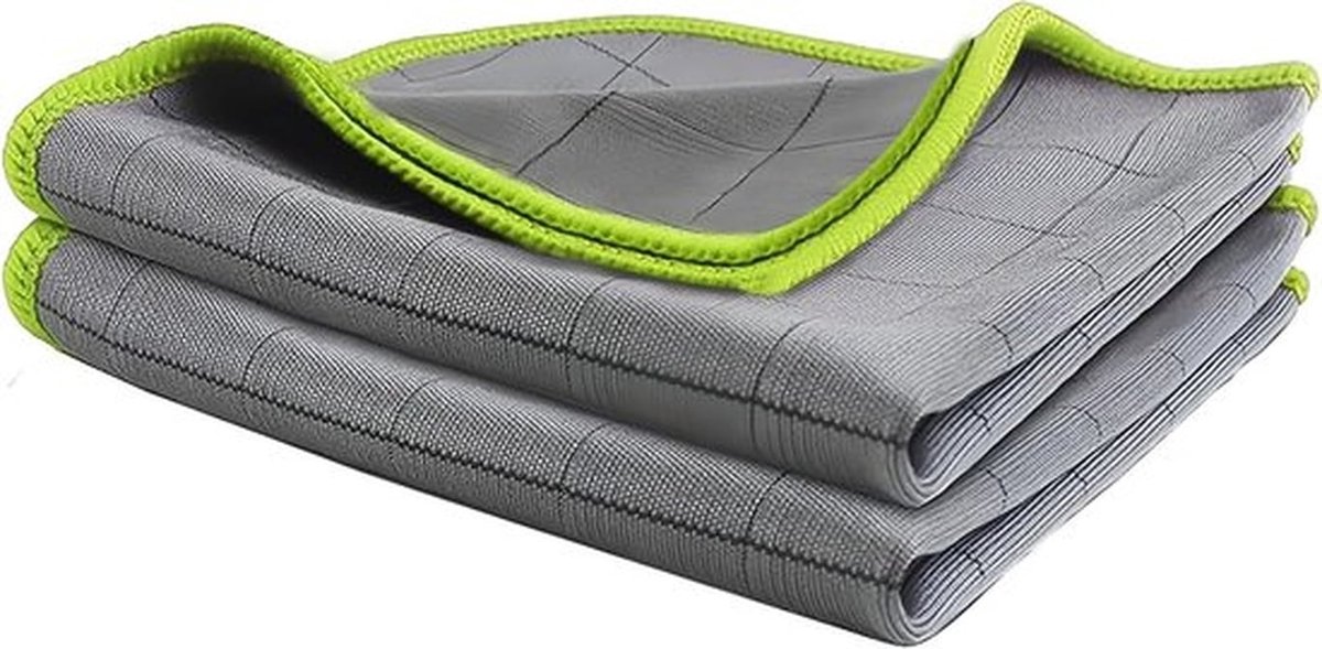 Set van 2 Lintvrije Carbon Microfiber Polijstdoeken van 50x40cm, Ideaal voor Ramen, Voertuigen en Spiegels, Streeploos en Ultra Absorberend
