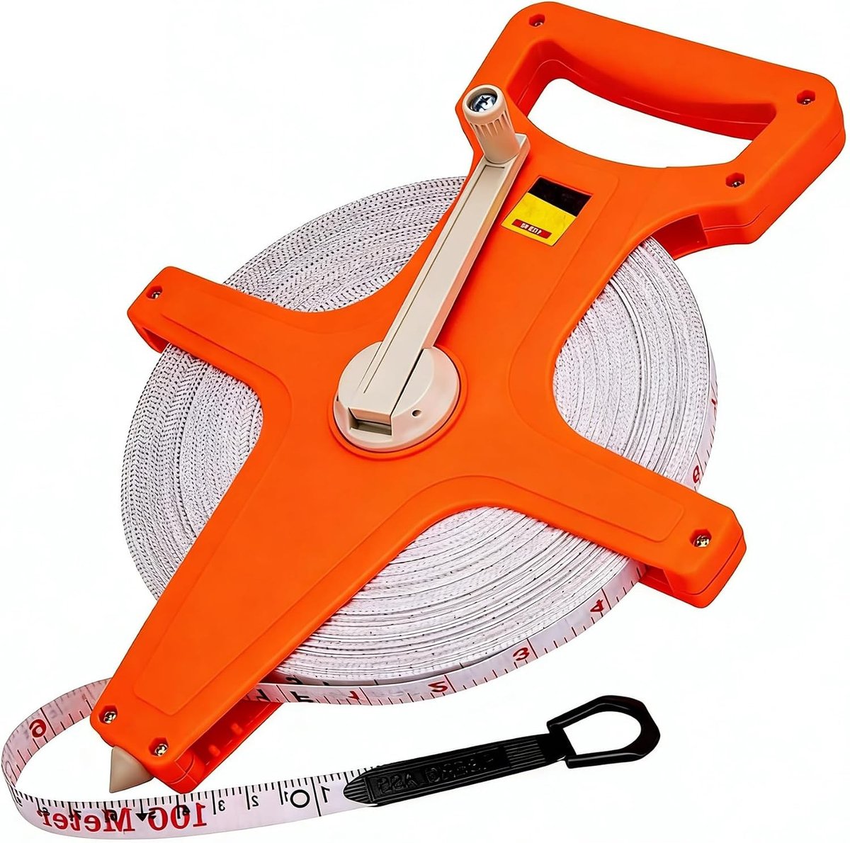 Meetlint - Wit - 100 m - Dubbelzijdig Glasvezel met Ergonomische Handgreep - Voor Ingenieurs en Werven
