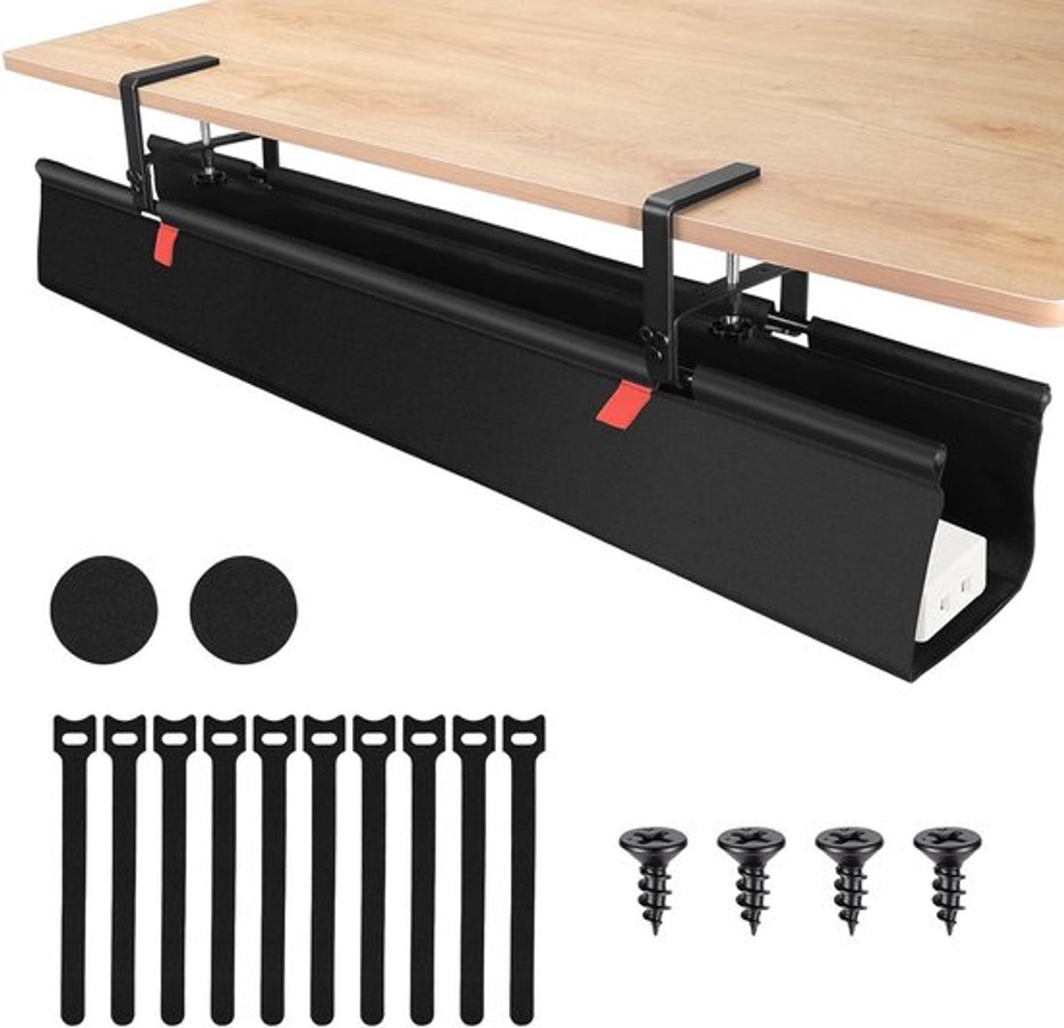 90 cm kabelgoot voor bureau, kabelmanagement systeem zonder boren, sterke 600D Oxford stof kabelhouder voor kantoor, thuis en gaming tafel