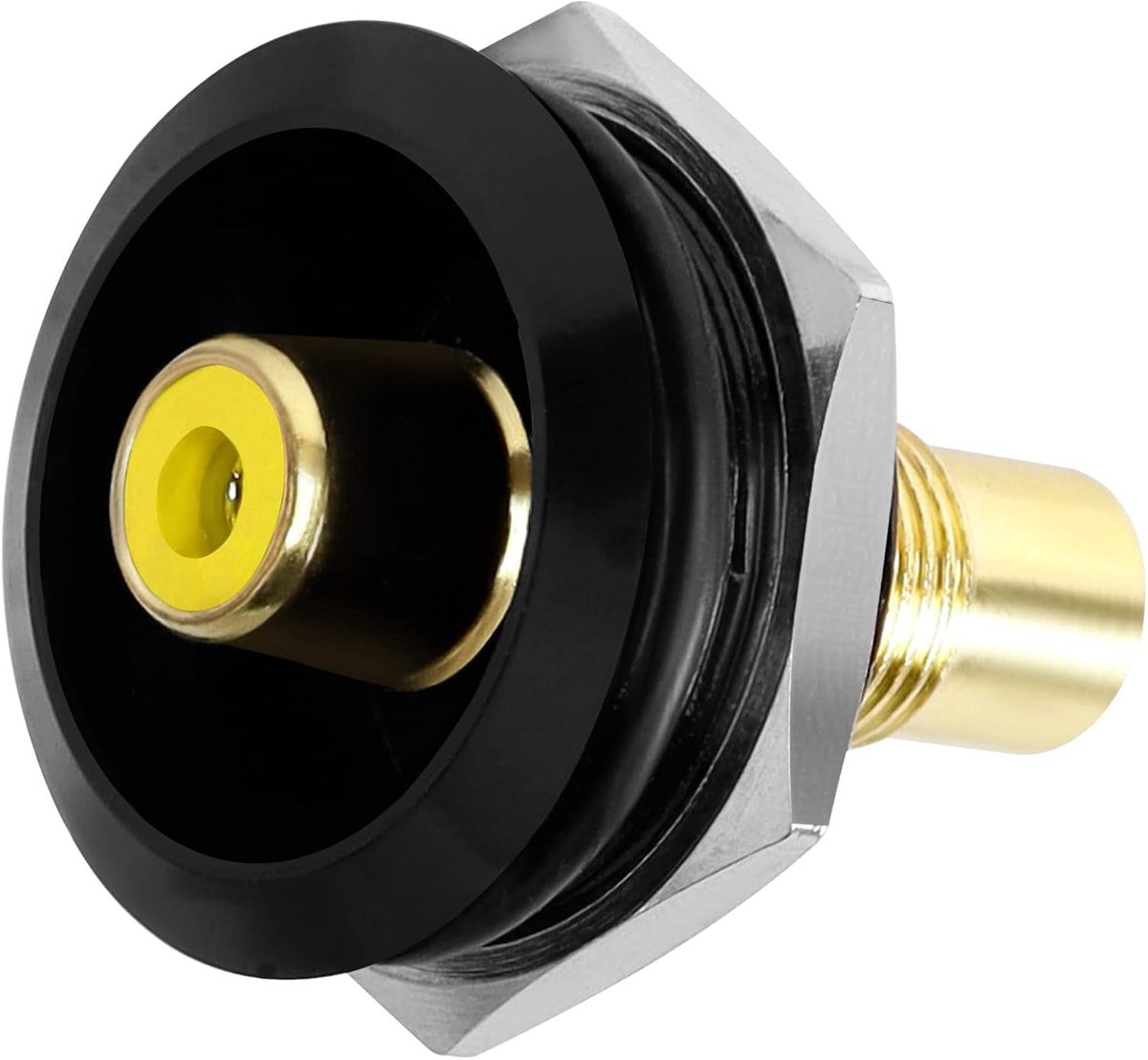 QIANRENON Gold Plated Threaded RCA Flush Mount Round Adapter RCA Socket On Bus Panel AV Mount for Audio, Video, TV - ShopVlot