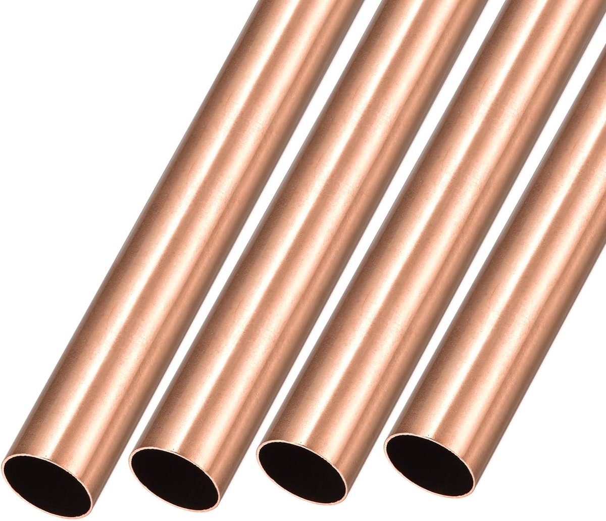 SnelShoppen - 4 Stuks METALLIXITY Koperen Buizen 15mm AD x 0.5mm Wanddikte x 200mm Lengte - Geschikt voor Huisdecoratie, Machines, Creatief Klussen, A