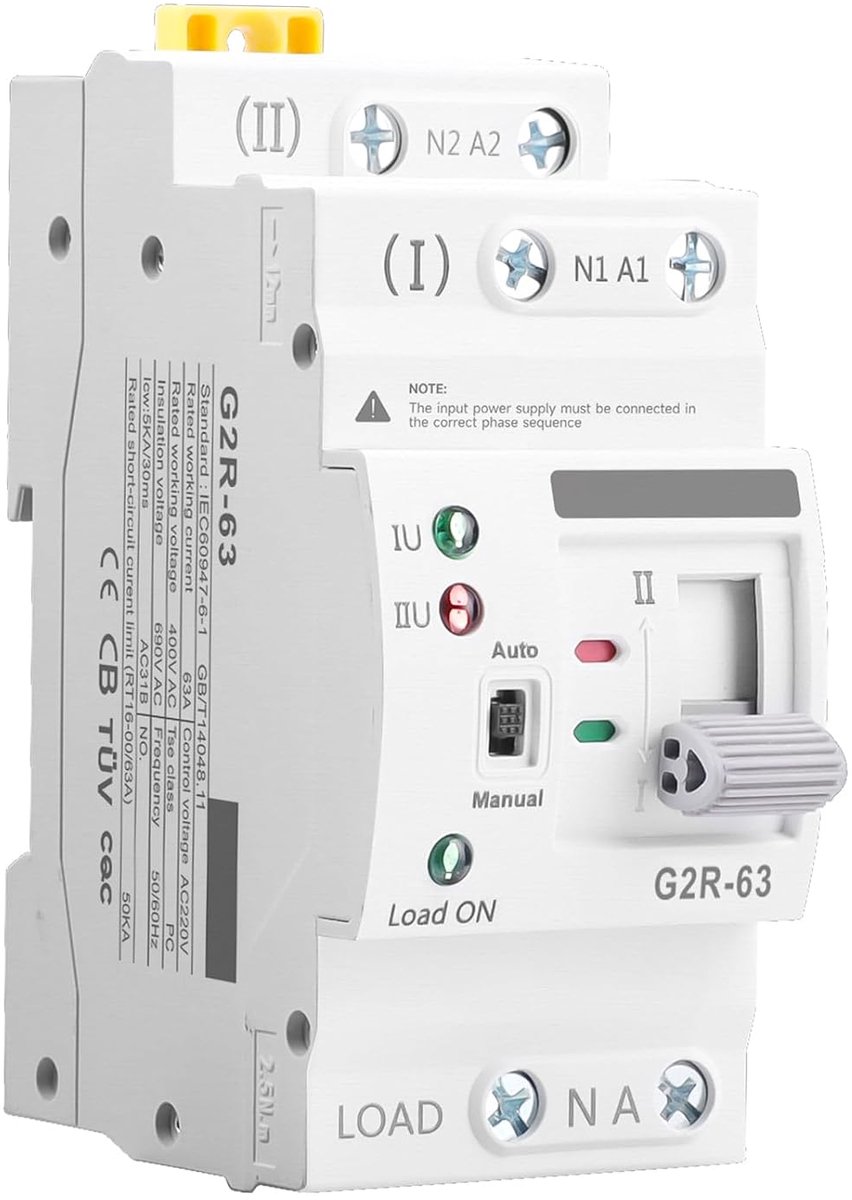 SnelShoppen - Jadeshay Dual Power Automatische Overdracht Schakelaar, ATS Stroomcontroller 63A Ononderbroken Stroomvoorziening Inverter