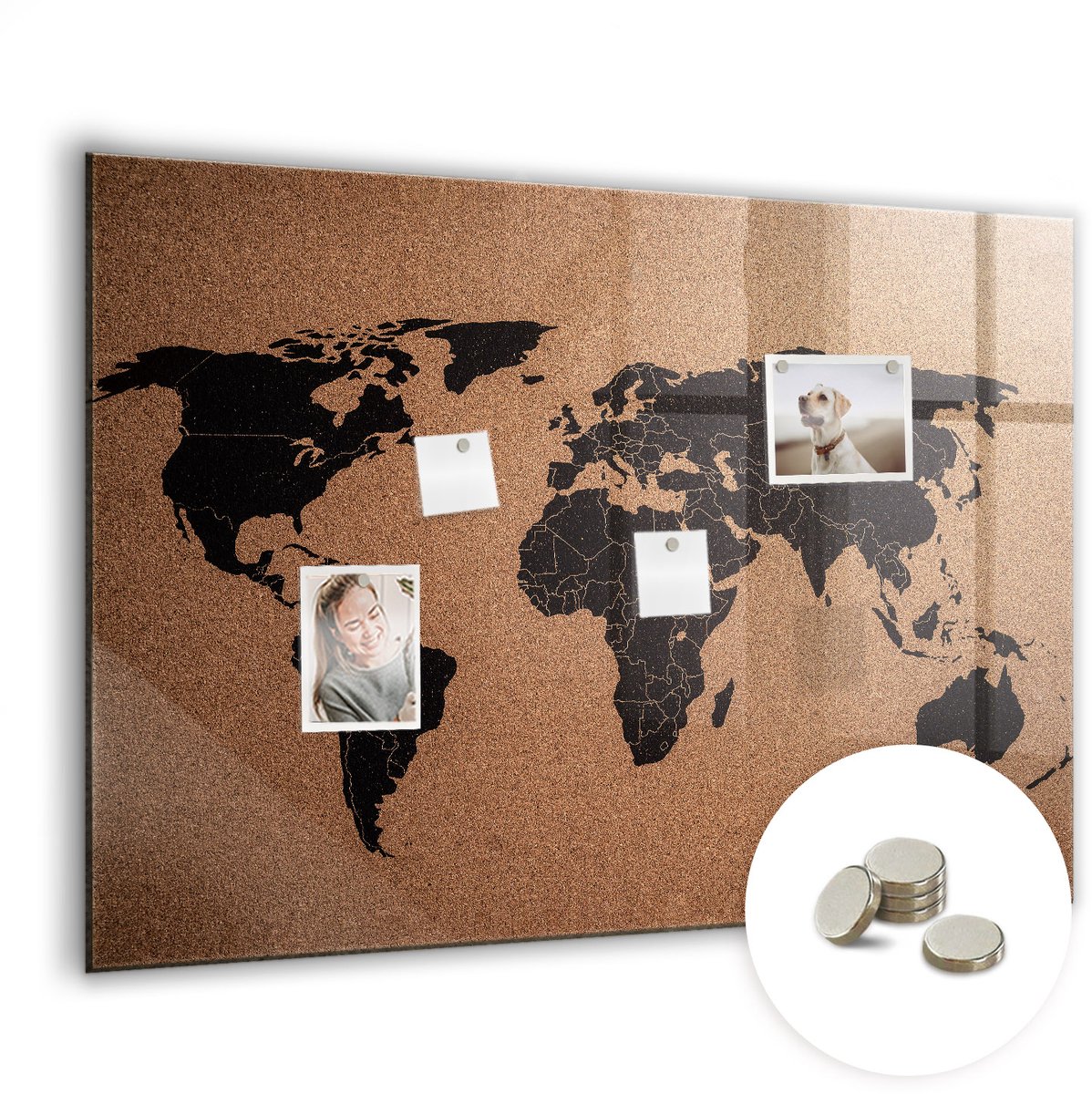 Coloray Glazen Magneetbord - Magnetisch Bord Tropische monstera - 100x70 cm - Bruin Magneetbord - Magnetic Board - Magneetbord Design