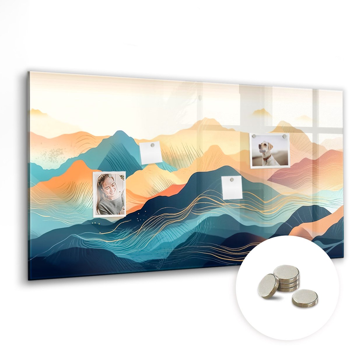 Coloray Glazen Magneetbord - Magnetisch Bord Bloemen, vogels, natuur - 120x60 cm - Veelkleurig Magneetbord - Magnetic Board - Woonkamer Decoratie