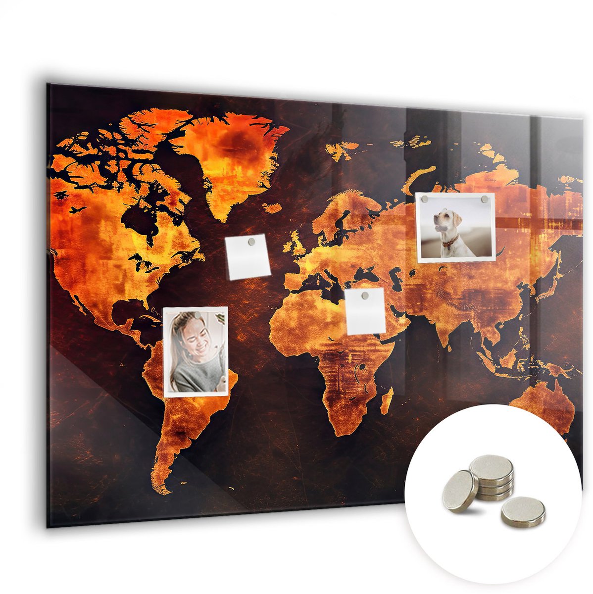 Coloray Glazen Magneetbord - Magnetisch Bord Boslandschap - 100x70 cm - Oranje Magneetbord - Magnetic Board - Woonkamer Decoratie