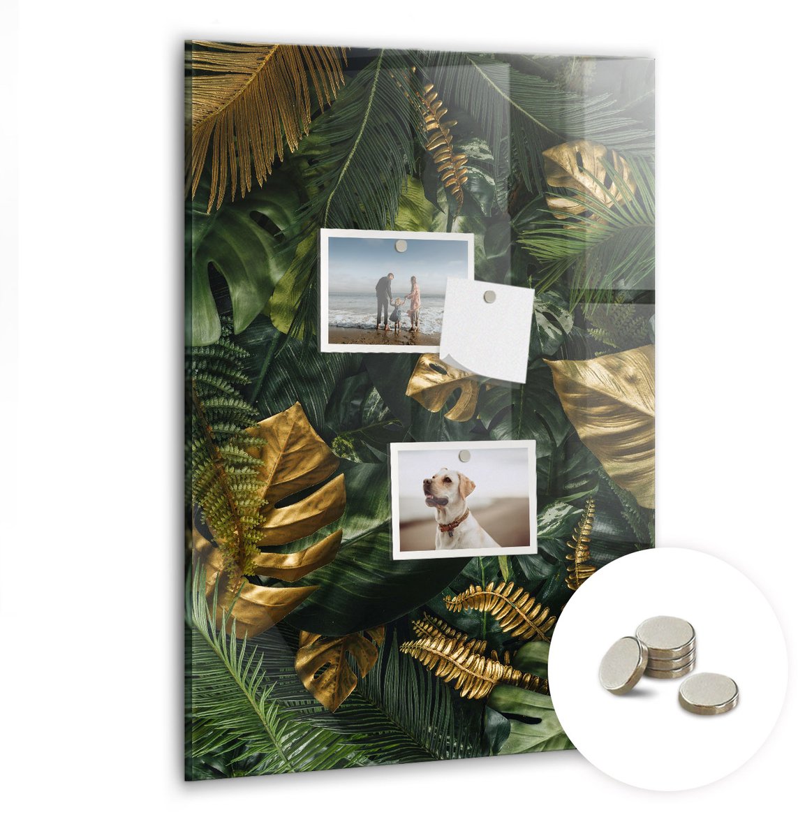 Coloray Glazen Magneetbord - Magnetisch Bord Exotische grote bladeren - 40x60 cm - Groente Magneetbord - Magnetic Board - Glazen Magneetbord