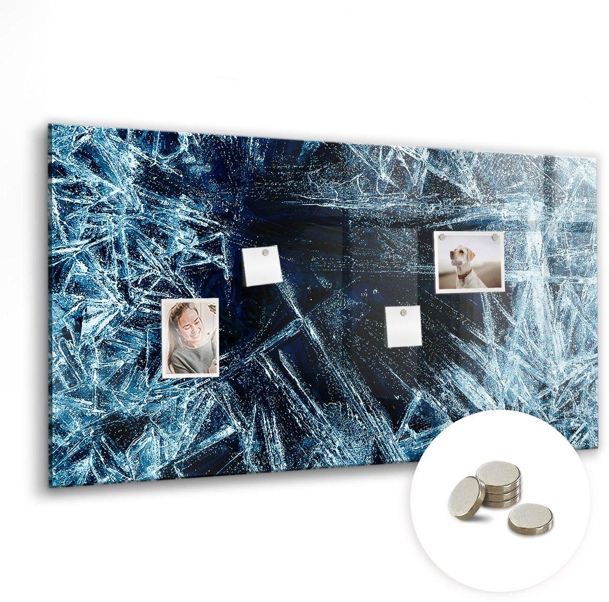 Coloray Glazen Magneetbord - Magnetisch Bord Moderne wereldkaart - 120x60 cm - Blauw Magneetbord - Magnetic Board - Magneetbord Design