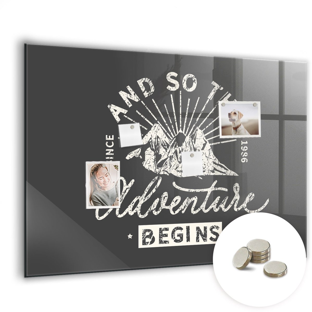 Coloray Glazen Magneetbord - Magnetisch Bord 3D rookabstractie - 100x70 cm - Grijs Magneetbord - Magnetic Board - Wanddecoratie