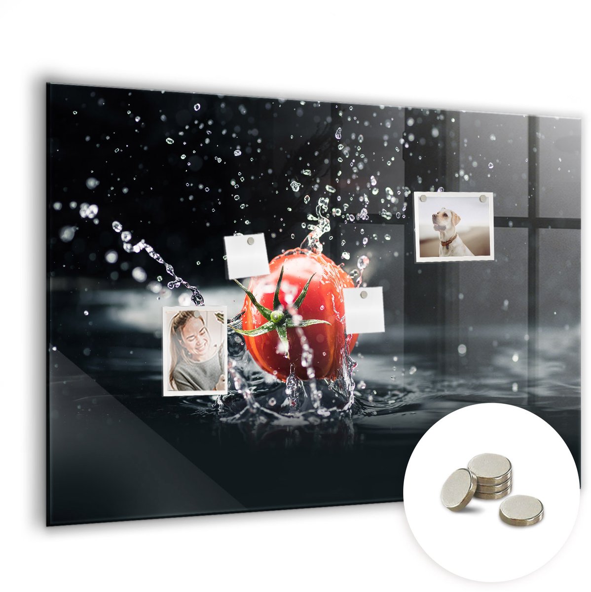 Coloray Glazen Magneetbord - Magnetisch Bord Rijen kruiden - 100x70 cm - Rood Magneetbord - Magnetic Board - Keuken Decoratie