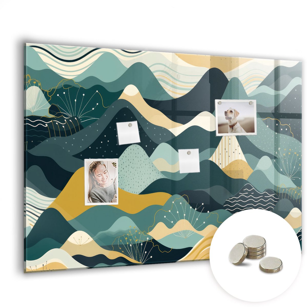 Coloray Glazen Magneetbord - Magnetisch Bord Mozaïekboom - 100x70 cm - Veelkleurig Magneetbord - Magnetic Board - Woonkamer Decoratie