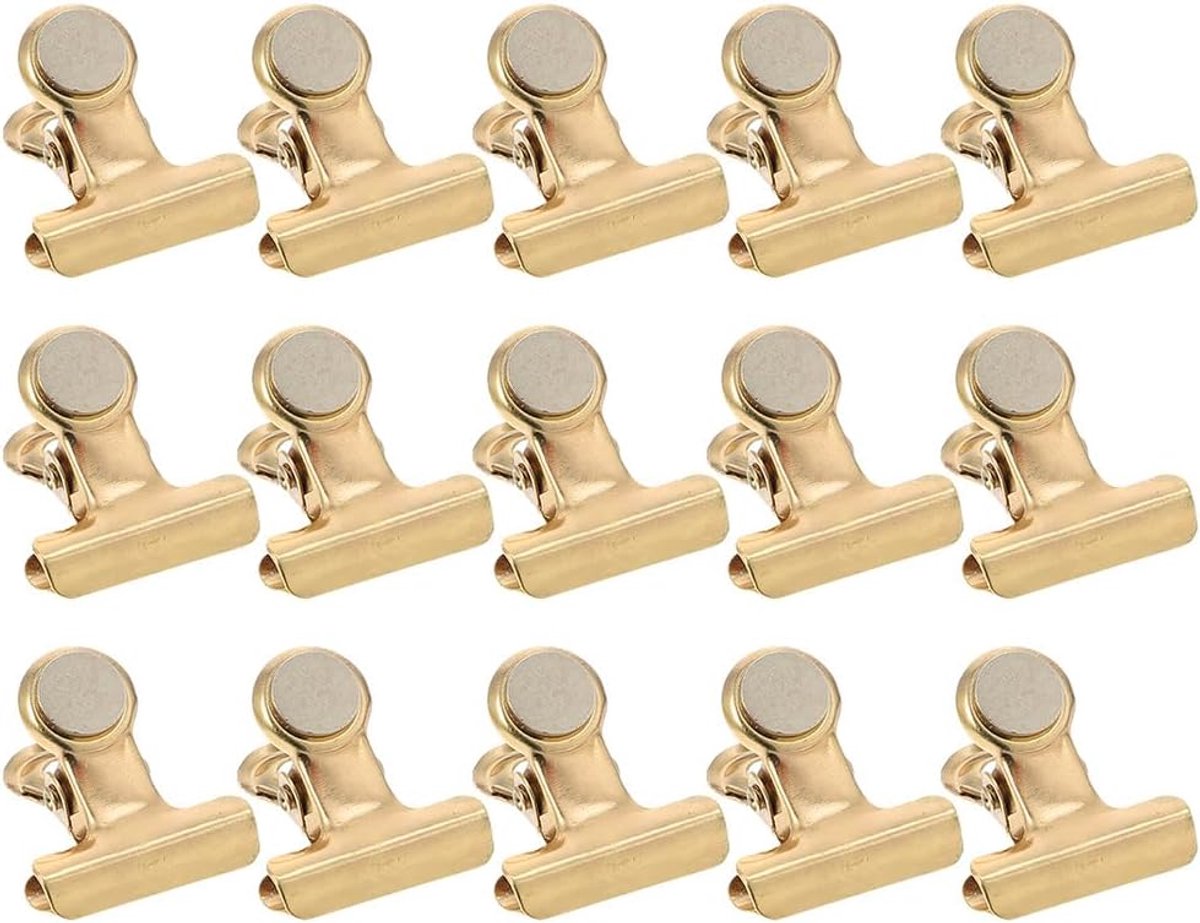 SnelShoppen - 15 Magnetische Clips Fridge Magnet Clips Metaal Witteboard Klemmen Notitie Clips Lijst Weergave Papier Klemmen Voor School, Kantoor, Keu