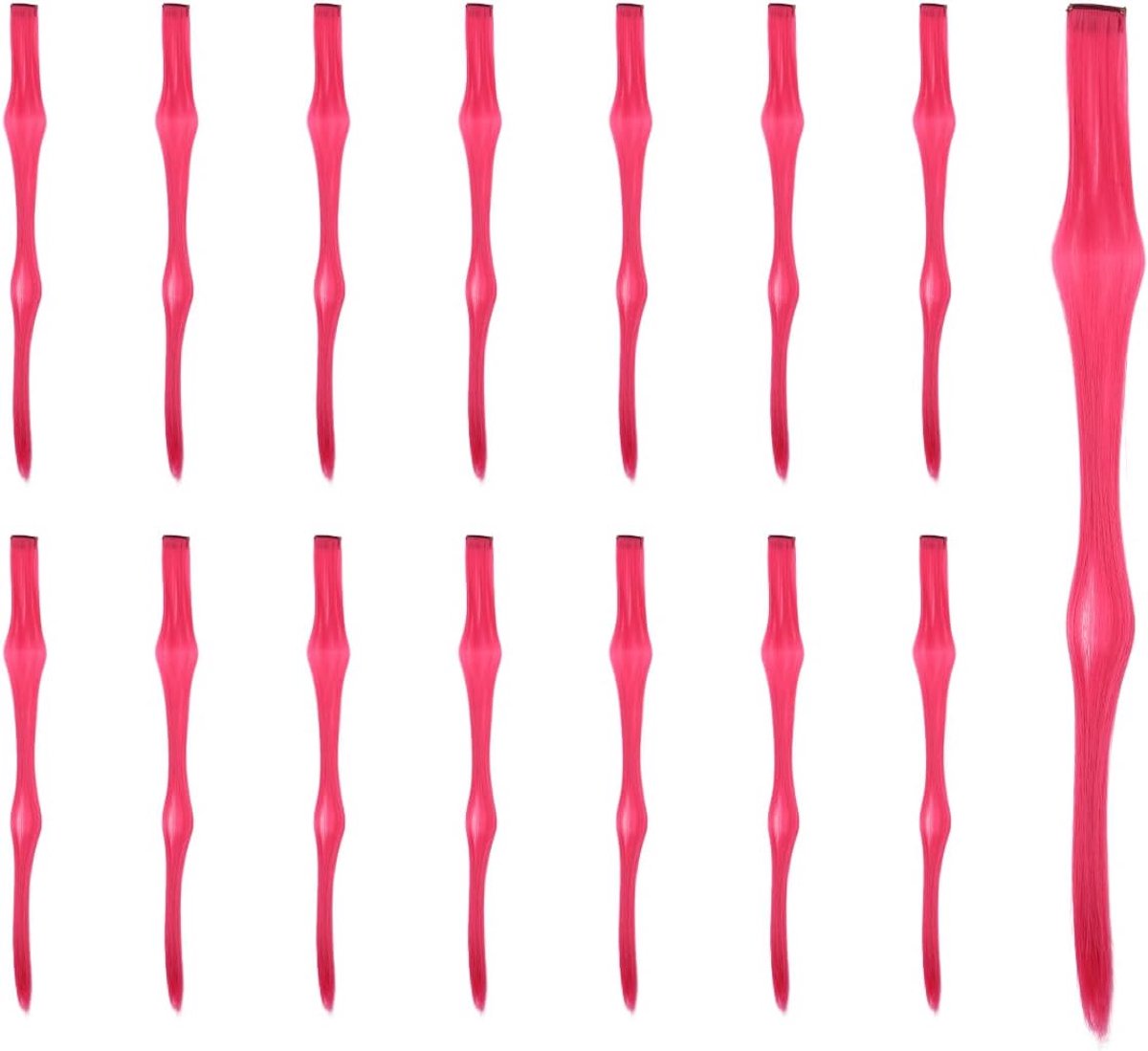 SnelShoppen - 15 Clip-In Haar Extensions in Roze, 22 Inch, Hittebestendige Synthetische Haarstukken, Lang Steil Haar voor Meiden en Vrouwen, Feest Haa
