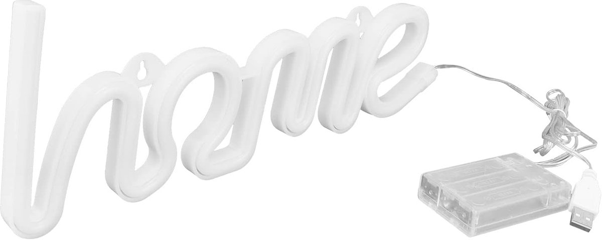 SnelShoppen - LED Neon Licht HOME Letters Neon Sign USB/Batterij Voeding voor Slaapkamer, Kinderkamer, Woonkamer, Bar, Feest, Kerst, Bruiloft (Wit)